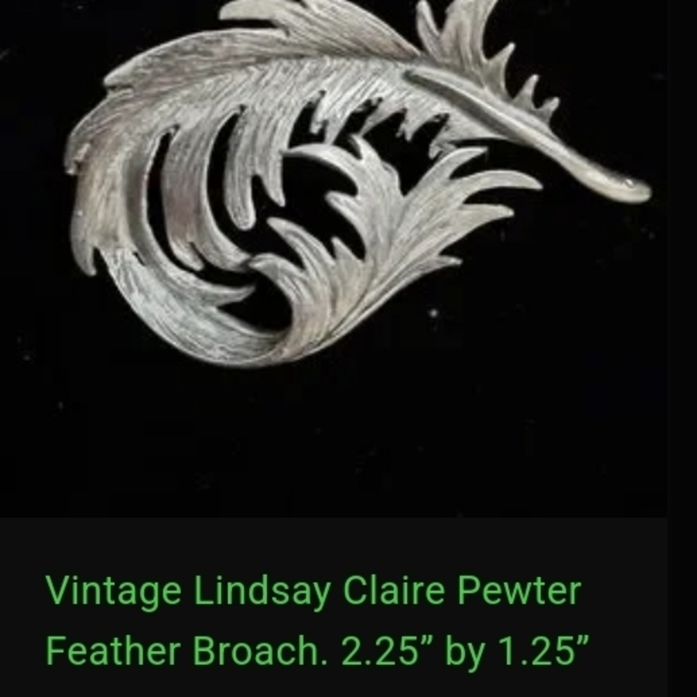 Silver-Tone Feather Brooch